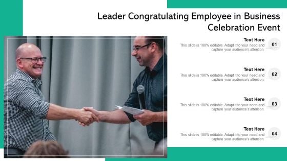 Leader Congratulating Employee In Business Celebration Event Ppt PowerPoint Presentation File Slide PDF