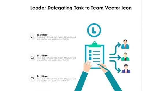 Leader Delegating Task To Team Vector Icon Ppt PowerPoint Presentation Professional Guidelines PDF