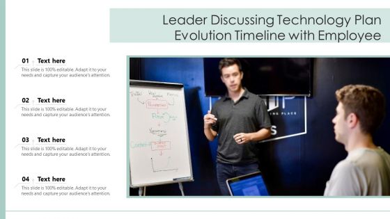 Leader Discussing Technology Plan Evolution Timeline With Employee Ppt Styles Layouts PDF