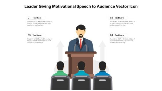 Leader Giving Motivational Speech To Audience Vector Icon Ppt PowerPoint Presentation Infographics Graphic Tips PDF