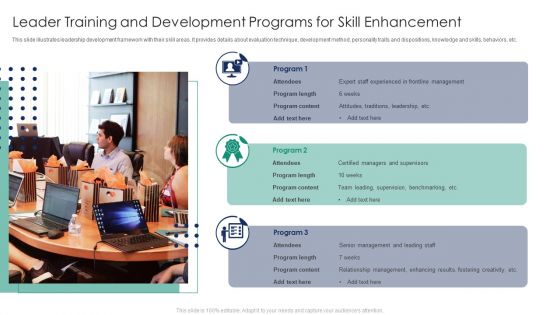 Leader Training And Development Programs For Skill Enhancement Brochure PDF