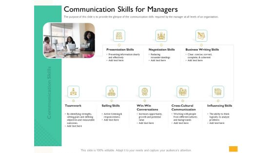 Leaders Vs Managers Communication Skills For Managers Ppt Portfolio Clipart PDF