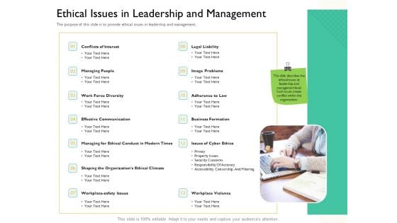 Leaders Vs Managers Ethical Issues In Leadership And Management Ppt Slides Format Ideas PDF
