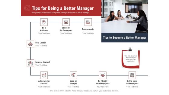 Leadership And Management Tips For Being A Better Manager Graphics PDF