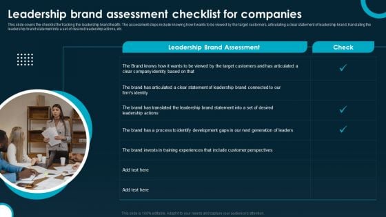 Leadership Brand Assessment Checklist For Companies Portrait PDF