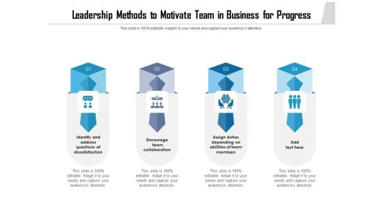 Leadership Methods To Motivate Team In Business For Progress Ppt PowerPoint Presentation File Summary PDF