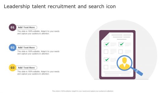 Leadership Talent Recruitment And Search Icon Inspiration PDF