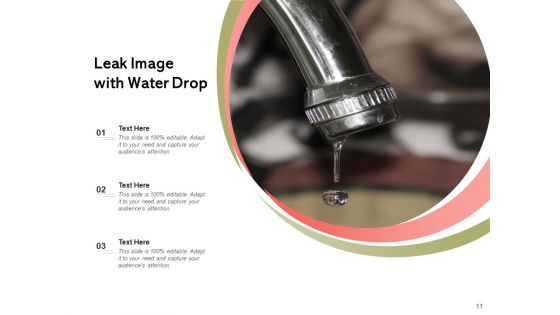 Leak Icon Battery Leakage Drop And Tap Ppt PowerPoint Presentation Complete Deck