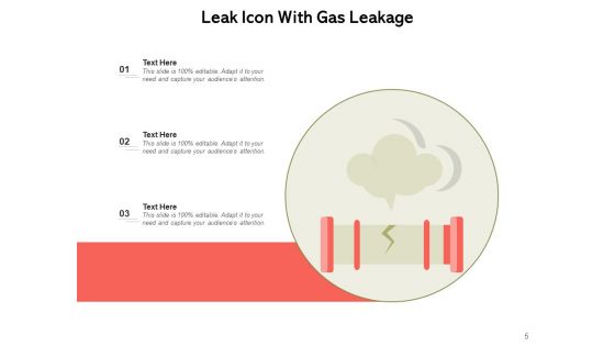 Leak Icon Battery Leakage Drop And Tap Ppt PowerPoint Presentation Complete Deck