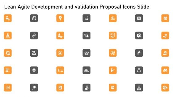 Lean Agile Development And Validation Proposal Icons Slide Elements PDF
