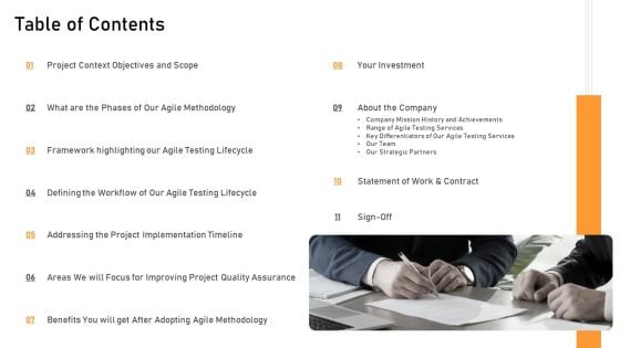 Lean Agile Development And Validation Proposal Table Of Contents Background PDF