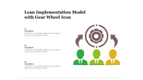 Lean Implementation Model With Gear Wheel Icon Ppt PowerPoint Presentation Gallery Template PDF