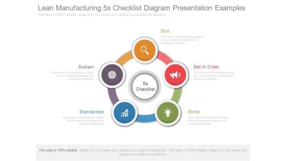 Lean Manufacturing 5s Checklist Diagram Presentation Examples