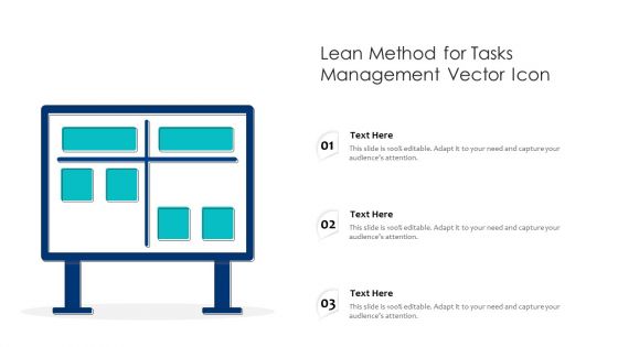 Lean Method For Tasks Management Vector Icon Ppt PowerPoint Presentation Gallery Master Slide PDF