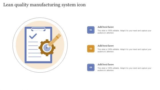 Lean Quality Manufacturing System Icon Summary PDF