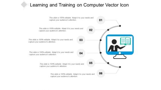 Learning And Training On Computer Vector Icon Ppt PowerPoint Presentation Gallery Background Image PDF