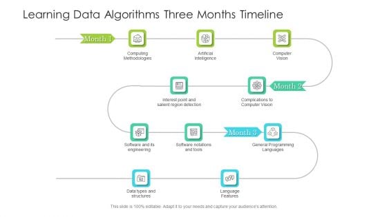 Learning Data Algorithms Three Months Timeline Mockup