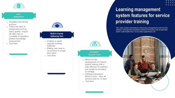 Learning Management System Features For Service Provider Training Portrait PDF
