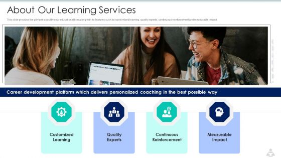 Learning Services Capital Raising Elevator Pitch Deck About Our Learning Services Structure PDF