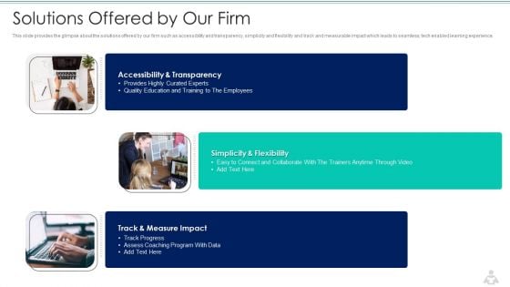 Learning Services Capital Raising Elevator Pitch Deck Solutions Offered By Our Firm Brochure PDF Learning Services Capital Raising Elevator Pitch Deck Solutions Offered By Our Firm Brochure PDF