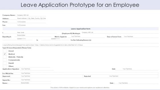 Leave Application Prototype For An Employee Formats PDF Leave Application Prototype For An Employee Formats PDF