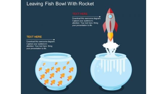 Leaving Fish Bowl With Rocket Powerpoint Templates