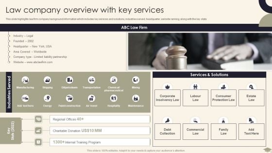 Legal Advisory Company Description Law Company Overview With Key Services Sample PDF