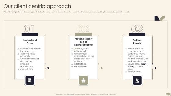 Legal Advisory Company Description Our Client Centric Approach Structure PDF