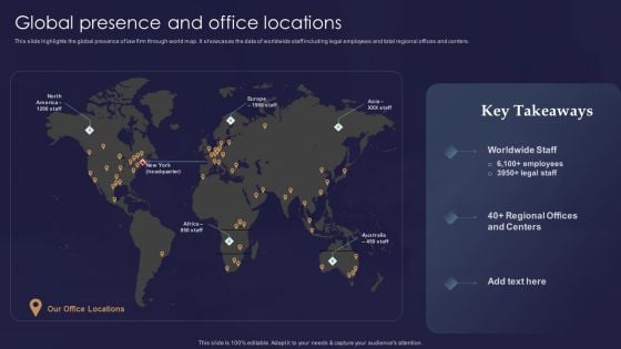 Legal And Law Assistance LLP Business Global Presence And Office Locations Slides PDF