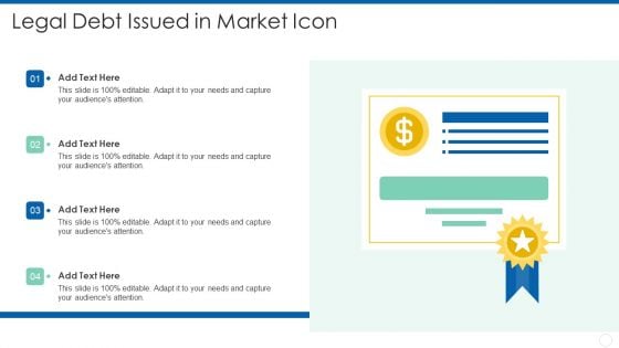 Legal Debt Issued In Market Icon Slides PDF