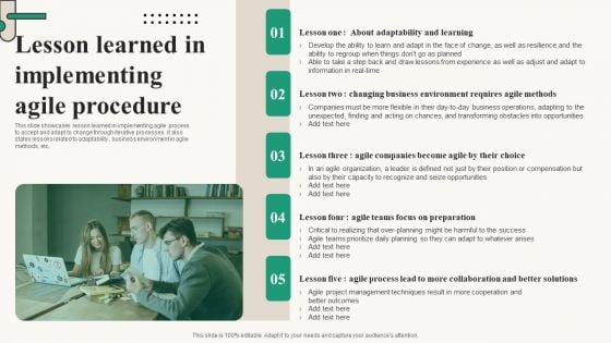 Lesson Learned In Implementing Agile Procedure Information PDF Lesson Learned In Implementing Agile Procedure Information PDF