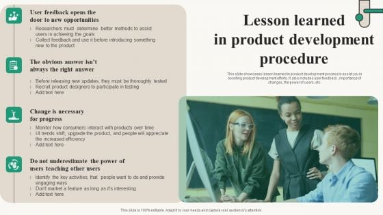 Lesson Learned In Product Development Procedure Sample PDF