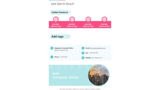 Lets Get In Touch One Pager Documents Lets Get In Touch One Pager Documents