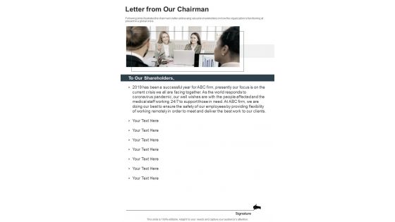 Letter From Our Chairman One Pager Documents Letter From Our Chairman One Pager Documents