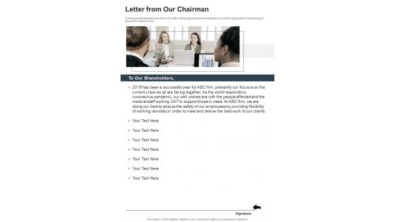 Letter From Our Chairman One Pager Documents