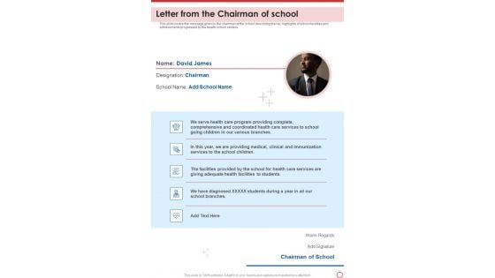 Letter From The Chairman Of School One Pager Documents