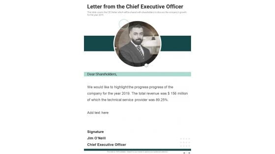 Letter From The Chief Executive Officer One Pager Documents Letter From The Chief Executive Officer One Pager Documents