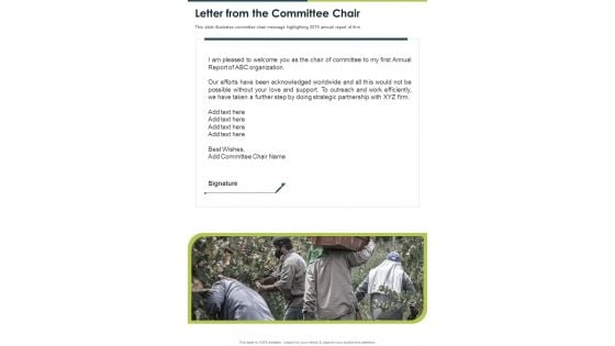 Letter From The Committee Chair One Pager Documents