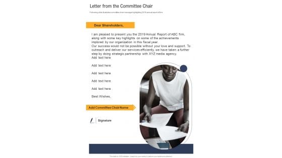 Letter From The Committee Chair Template 6 One Pager Documents