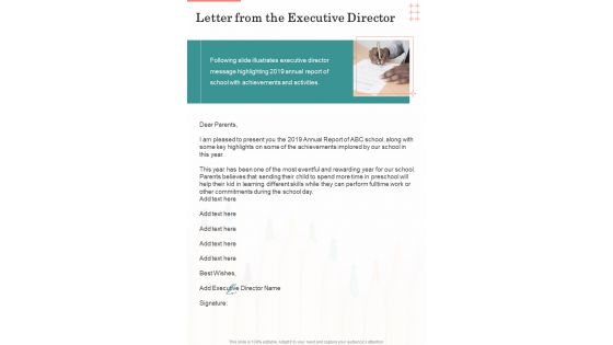 Letter From The Executive Director One Pager Documents Letter From The Executive Director One Pager Documents