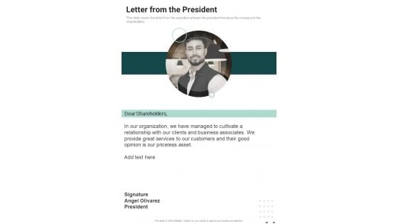 Letter From The President One Pager Documents Letter From The President One Pager Documents