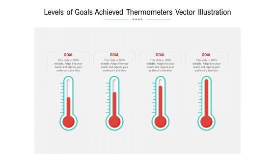 Levels Of Goals Achieved Thermometers Vector Illustration Ppt PowerPoint Presentation Gallery Slide Portrait PDF