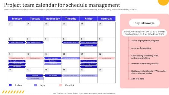 Leveraging Cloud For Project And Team Coordination Project Team Calendar Sample PDF