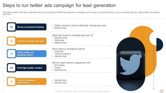 Leveraging Twitter For Social Steps To Run Twitter Ads Campaign For Lead Generation Elements PDF