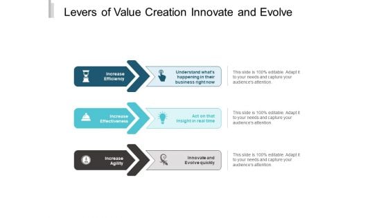 Levers Of Value Creation Innovate And Evolve Ppt Powerpoint Presentation Professional Icon