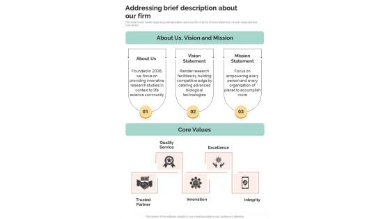 Life Science Research Proposal Addressing Brief Description One Pager Sample Example Document