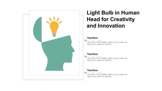 Light Bulb In Human Head For Creativity And Innovation Ppt PowerPoint Presentation Layouts Designs Download