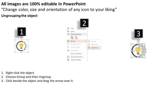 Light Bulb With Five Icons Powerpoint Templates