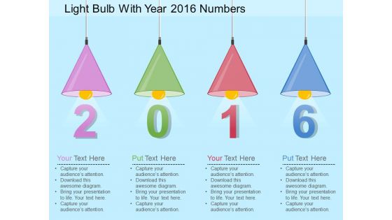 Light Bulb With Year 2016 Numbers PowerPoint Template