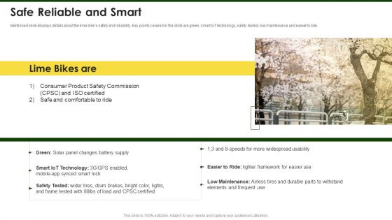 Lime Investor Fundraising Elevator Safe Reliable And Smart Ppt Summary Gallery PDF